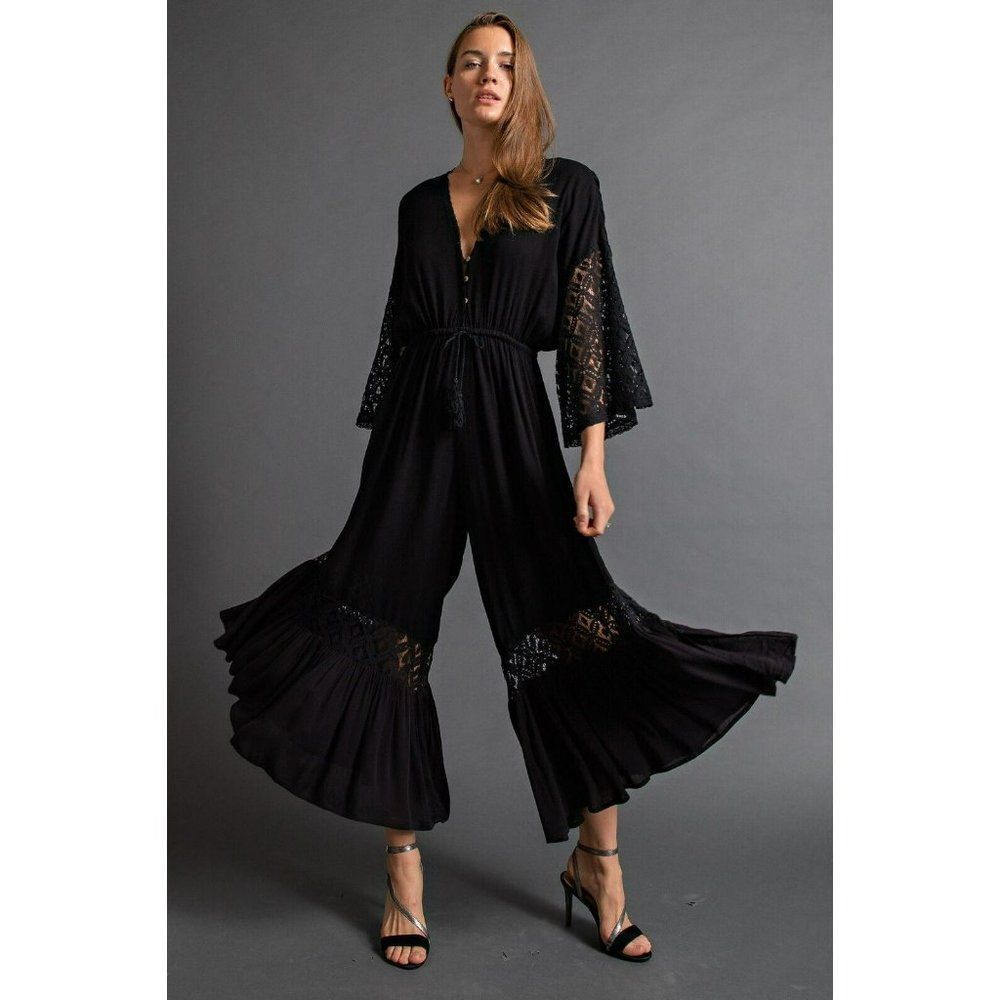 Easel Nellie Lace Jumpsuit in Black EB41214 - Picture 5 of 5